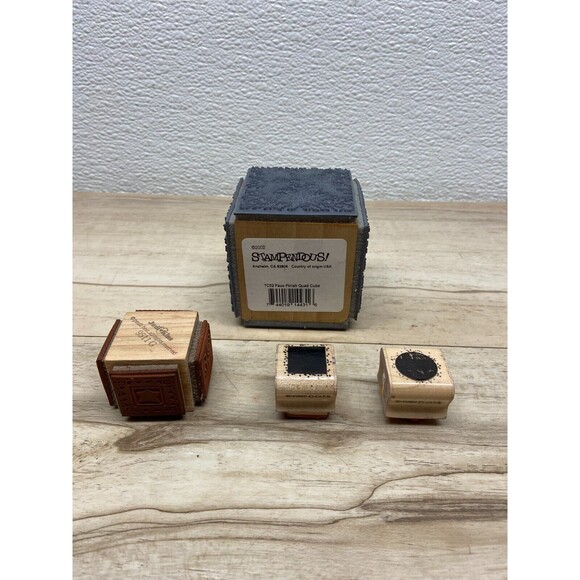 Set Of 4 Mixed Brands Wood Mounted Rubber Stamps - Picture 1 of 3